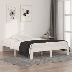 Vidaxl Posteljni okvir bel iz trdnega lesa 135x190 cm 4FT6
