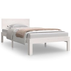 Vidaxl Posteljni okvir bel iz trdnega lesa 90x190 cm 3FT