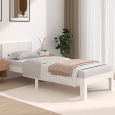 Vidaxl Posteljni okvir bel iz trdnega lesa 75x190 cm 2FT6