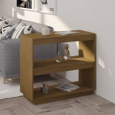 Vidaxl Knjižna omara medeno rjava 80x35x71 cm trdna borovina