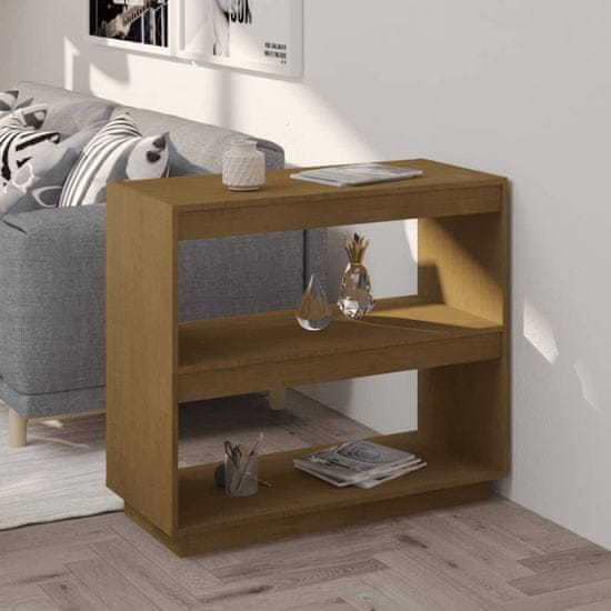 Vidaxl Knjižna omara medeno rjava 80x35x71 cm trdna borovina