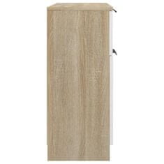 Vidaxl Komoda bela in sonoma hrast 60x30x70 cm konstruiran les