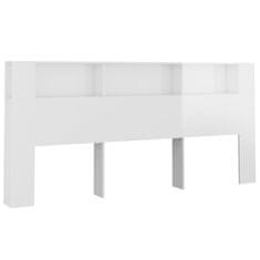 Vidaxl Vzglavna omarica visok sijaj bela 220x18,5x104,5 cm