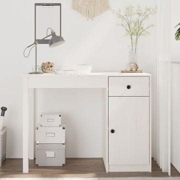 Vidaxl vidaXL Pisalna miza, bela, 100x50x75 cm, masivni borov les