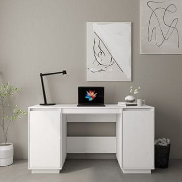 Vidaxl vidaXL Pisalna miza, bela, 140x50x75 cm, masivni borov les
