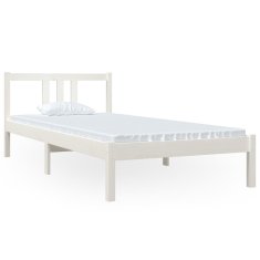 Vidaxl Posteljni okvir bel iz trdnega lesa 90x200 cm