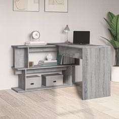Vidaxl Kotna pisalna miza siva sonoma 200x50x76 cm inženirski les