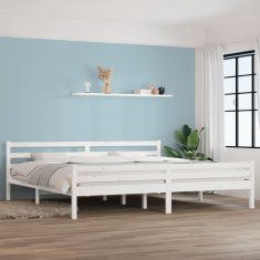 Vidaxl Posteljni okvir bel iz trdnega lesa 180x200 cm 6FT