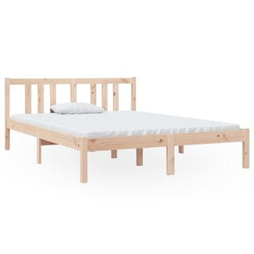 Vidaxl Posteljni okvir iz trdnega lesa 135x190 cm