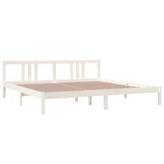 Vidaxl Posteljni okvir bel iz trdnega lesa 200x200 cm