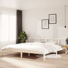 Vidaxl Posteljni okvir bel iz trdnega lesa 200x200 cm