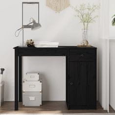 Vidaxl Pisalna miza črna 100x50x75 cm trdna borovina