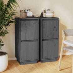 Vidaxl Komoda 2 kosa siva 31,5x34x75 cm trdna borovina