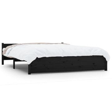 Vidaxl Posteljni okvir črn iz trdnega lesa 140x190 cm