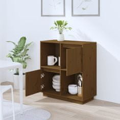 Vidaxl Komoda medeno rjava 74x35x80 cm trdna borovina