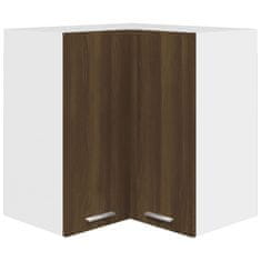 Vidaxl Viseča kotna omarica rjavi hrast 57x57x60 cm konstruiran les