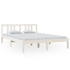 Vidaxl Posteljni okvir bel iz trdnega lesa 140x200 cm