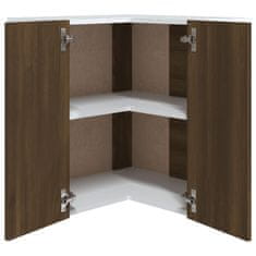 Vidaxl Viseča kotna omarica rjavi hrast 57x57x60 cm konstruiran les