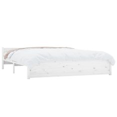 Vidaxl Posteljni okvir bel iz trdnega lesa 200x200 cm