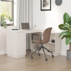 Vidaxl Pisalna miza bela 110x50x75 cm trdna borovina