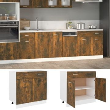 Vidaxl vidaXL Spodnja omarica s predalom dimljen hrast 80x46x81,5 cm
