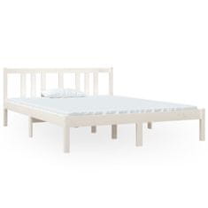 Vidaxl Posteljni okvir bel iz trdnega lesa 140x190 cm