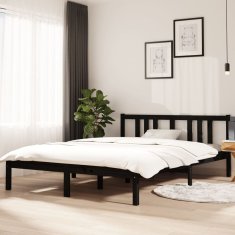 shumee Okvir za posteljo, črn, masivni les, 140x200 cm