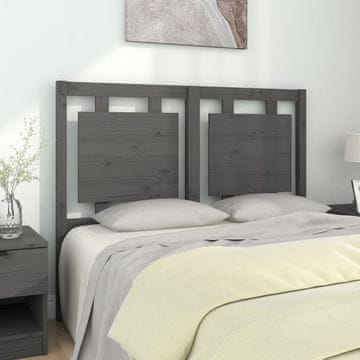 Vidaxl vidaXL Vzglavje postelje, sivo, 125,5 x 4 x 100 cm, masiven borov les