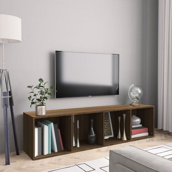 Vidaxl Knjižna/TV omara rjavi hrast 143x30x36 cm konstruiran les