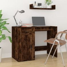 Vidaxl Pisalna miza dimljeni hrast 100x49x75 cm inženirski les