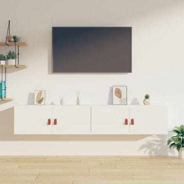 shumee vidaXL Stenske omarice, komplet 2 kosov, bele, 80x30x30 cm, masiven borov les