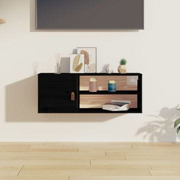 Vidaxl vidaXL Stenska omarica črna 80x30x30 cm masivni borov les