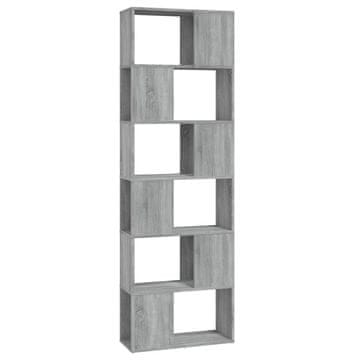 Vidaxl Knjižna omara/pregrada siva sonoma 60x24x186 cm