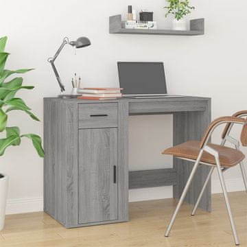 Vidaxl vidaXL Pisalna miza, siva sonoma hrastova, 100x49x75 cm, material na osnovi lesa
