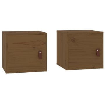 Vidaxl Stenska omarica 2 kosa medeno rjava 31,5x30x30cm trdna borovina
