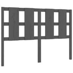 Vidaxl Posteljno vzglavje sivo 125,5x4x100 cm trdna borovina