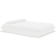 Vidaxl Posteljni okvir bel iz trdnega lesa 135x190 cm 4FT6