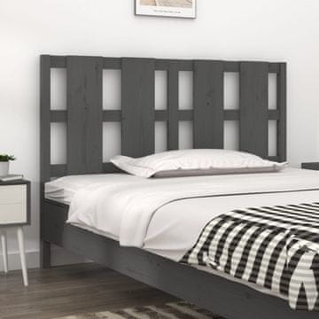 Vidaxl vidaXL Vzglavje postelje, sivo, 125,5 x 4 x 100 cm, masiven borov les