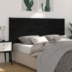 Vidaxl Vzglavna črno 146x4x100 cm trdna borovina