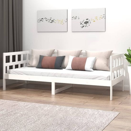 Vidaxl Dnevna postelja bela trdna borovina 80x200 cm