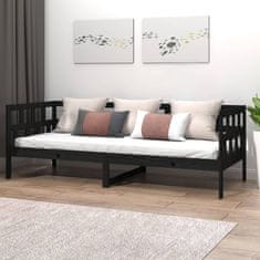 Vidaxl Dnevna postelja črna trdna borovina 80x200 cm