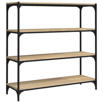 Vidaxl Knjižna omara sonoma hrast 100x33x100 cm inž. les in jeklo