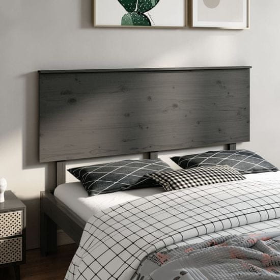 Vidaxl Posteljno vzglavje sivo 164x6x82,5 cm trdna borovina