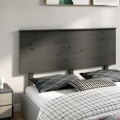 Vidaxl Posteljno vzglavje sivo 154x6x82,5 cm trdna borovina