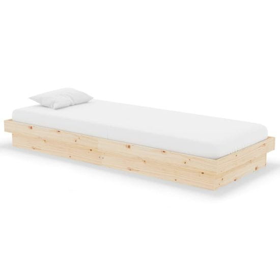 Vidaxl Posteljni okvir iz trdnega lesa 75x190 cm 2FT6