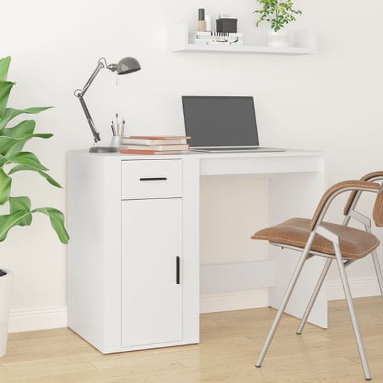 Vidaxl Pisalna miza bela 100x49x75 cm inženirski les