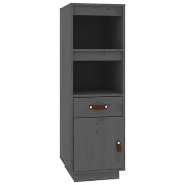 Vidaxl Visoka omara siva 34x40x108,5 cm trdna borovina