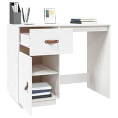 Vidaxl Pisalna miza bela 95x50x75 cm trdna borovina