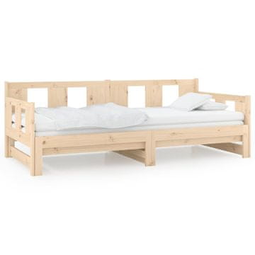 Vidaxl Izvlečna dnevna postelja trdna borovina 2x(90x190) cm