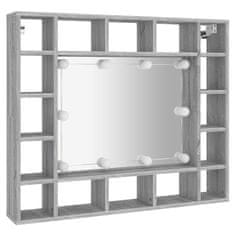 Vidaxl Omarica z ogledalom in LED lučkami siva sonoma 91x15x76,5 cm